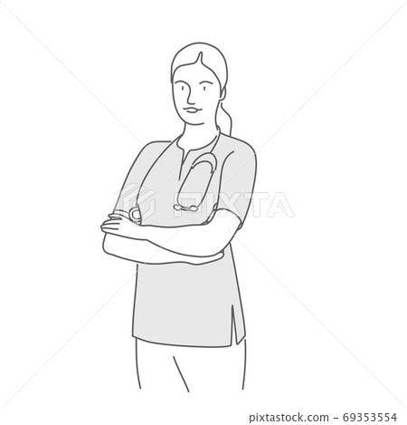 Woman doctor stand with his arms crossed 69353554