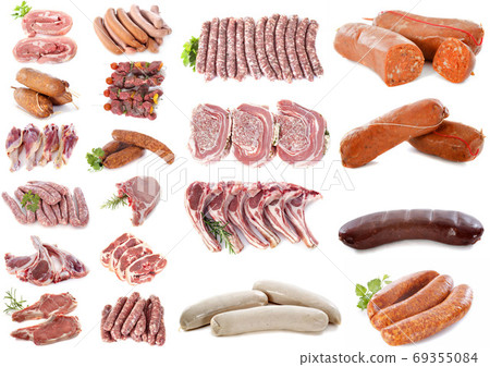group of sausages group of sausages 69355084