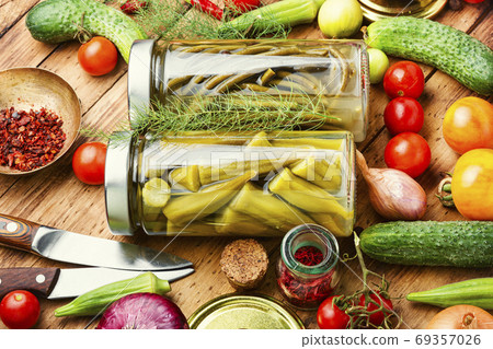 Jars of pickled vegetables 69357026
