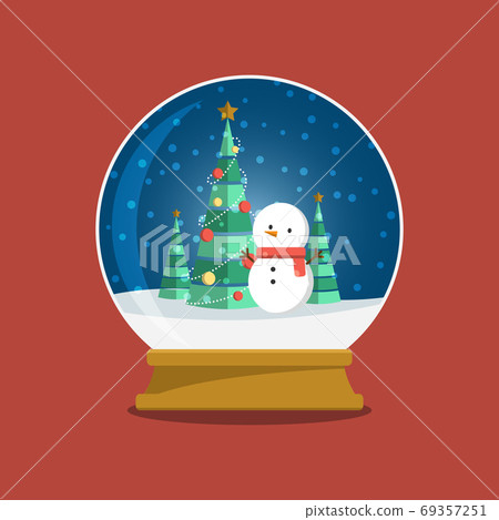 雪穹頂,雪人,聖誕樹,夜空 雪穹頂,雪人,聖誕樹,夜空 69357251