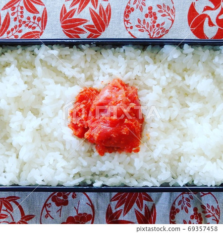 Handmade Hinomaru bento of spicy cod roe Handmade Hinomaru bento of spicy cod roe 69357458