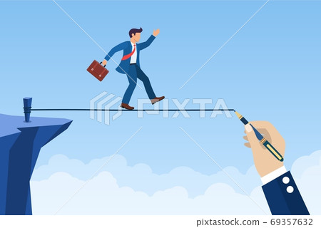 Help in business. Hand drawing the way for businessman Help in business. Hand drawing the way for businessman 69357632