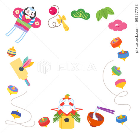 Japanese New Year motif frame / no contour line 69357728