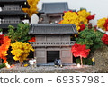 西洋鏡四個季節的“秋天”神廟，五層寶塔和秋天的落葉 69357981