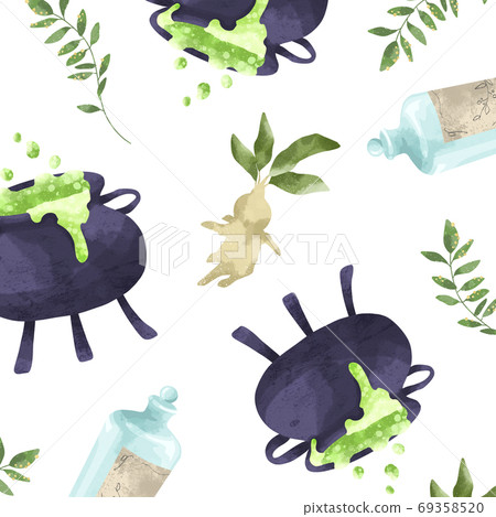 女巫的魔法藥的材料的插圖 69358520