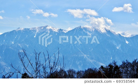 Southern Alps April Phoenix Sanzan (from left: Mt. Yakushi, Mt. Kannon, Mt. Jizo) 69358564