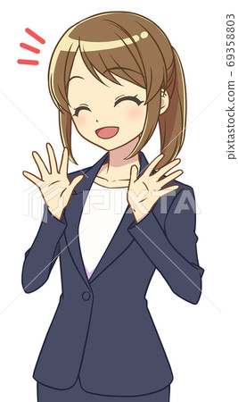 穿西裝的女人歡喜和歡笑 穿西裝的女人歡喜和歡笑 69358803
