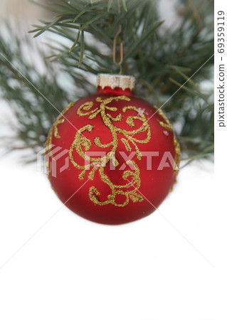 Christmas red ball and twig of fir Christmas red ball and twig of fir 69359119