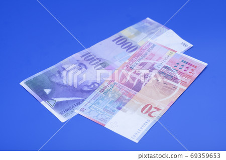 Swiss 1000 and 20 Franc notes Swiss 1000 and 20 Franc notes 69359653