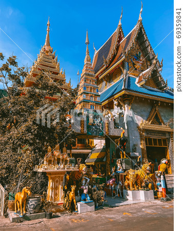 Around the khlong near Wat Paknam Bhasicharoen, a temple, pagoda and Buddha statue in Bangkok Around the khlong near Wat Paknam Bhasicharoen, a temple, pagoda and Buddha statue in Bangkok 69359841