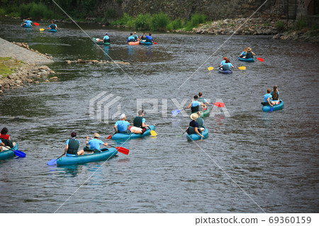 rafting on Vltava river 69360159