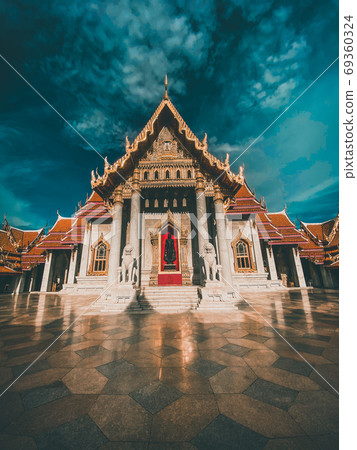 Wat Benchamabophit, the marble temple, in Bangkok, Old Town, Thailand 69360324
