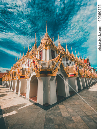 Loha Prasat temple in Bangkok old town in Thailand 69360363
