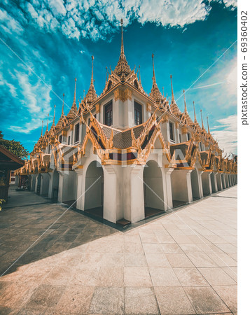Loha Prasat temple in Bangkok old town in Thailand 69360402