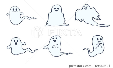 Cute haunted illustration set Cute haunted illustration set 69360491