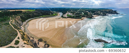 Aerial view of Odeceixe in Portugal Aerial view of Odeceixe in Portugal 69360632