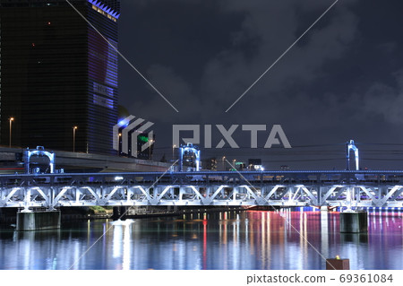 Tobu overpass light up Sumida River Walk Tobu overpass light up Sumida River Walk 69361084