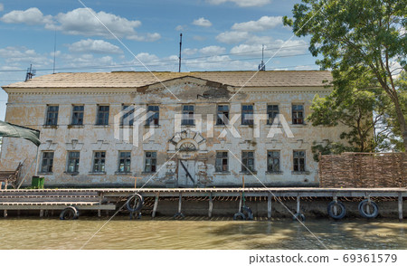 Old abandoned fish factory on Belgorodske river in Vilkove, Ukraine. 69361579