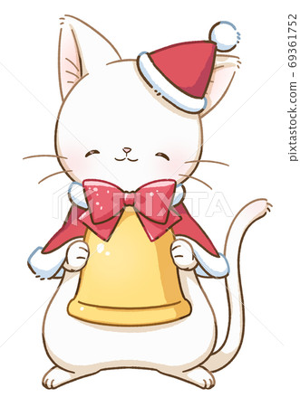 Smiley white cat and Christmas (bell) Smiley white cat and Christmas (bell) 69361752