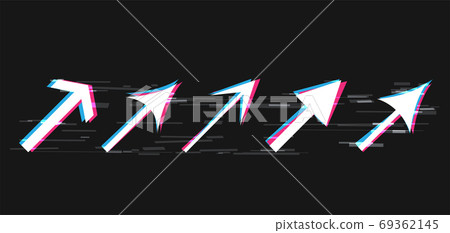 glitch white arrows set dark background 69362145