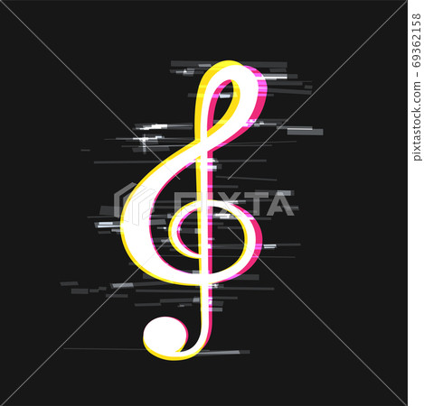 treble clef musical glitch design 69362158