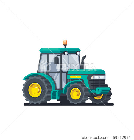 Tractor isolated on white background, flat... - Stock Illustration ...