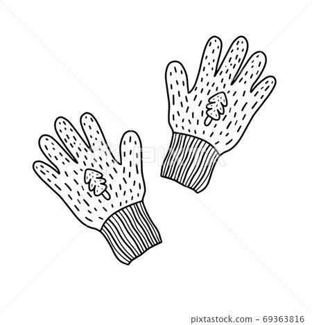 Cute warm winter knitted gloves with pattern. vector illustration. Knitted things for hands. Handmade gloves Cute warm winter knitted gloves with pattern. vector illustration. Knitted things for hands. Handmade gloves 69363816