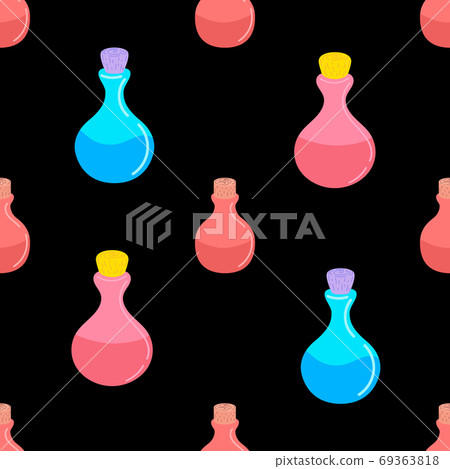 pattern with magic potions. Halloween pattern 69363818