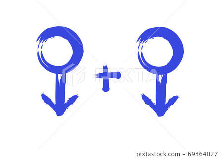 Gay symbolism.Two blue male sex symbols  69364027