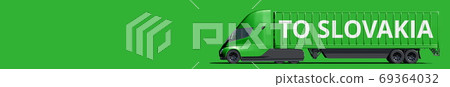 TO SLOVAKIA text on the side of the truck. 3d rendering 69364032