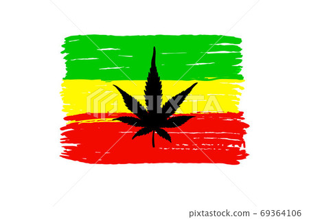 Flag of Rastafarians.flag with cannabis 69364106