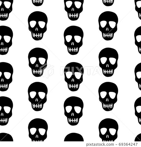 pattern with black silhouette of the skull 69364247