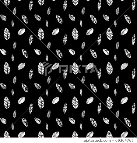 Botanical pattern in Scandinavian style. Black and white pattern with leaves 69364765