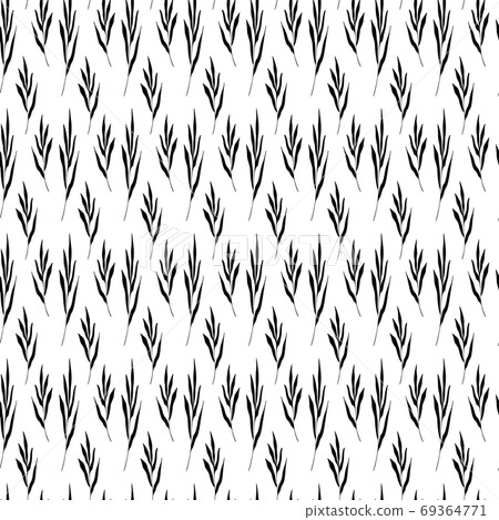 Black and white pattern with leaves and twigs of plants.Scandinavian style Black and white pattern with leaves and twigs of plants.Scandinavian style 69364771