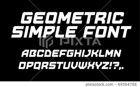 Geometric simple font. White geometrical letters on black background. Awesome italic alphabet. Vector typography for sport, automotive, manufacturing and technology Geometric simple font. White geometrical letters on black background. Awesome italic alphabet. Vector typography for sport, automotive, manufacturing and technology 69364788