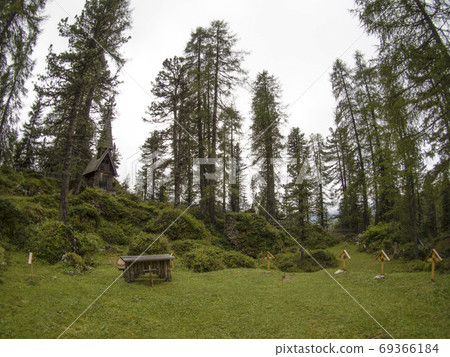 I world war old wood church and cemetery in dolomites valparola I world war old wood church and cemetery in dolomites valparola 69366184