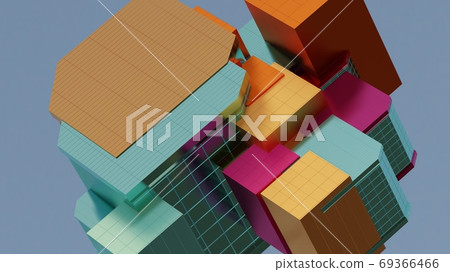 Abstract architectural composition made of cubes Abstract architectural composition made of cubes 69366466