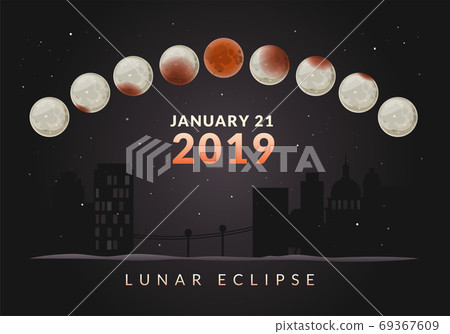 Total Lunar Eclipce 21 January 2019 vector banner Total Lunar Eclipce 21 January 2019 vector banner 69367609