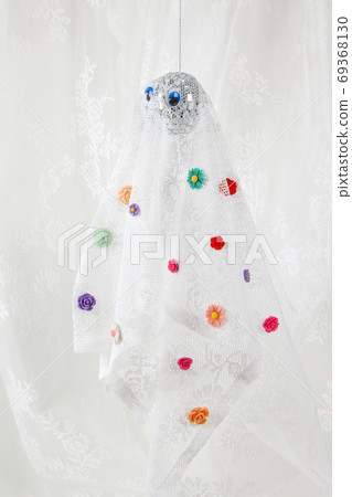 ghost in lace curtain with flowers ghost in lace curtain with flowers 69368130