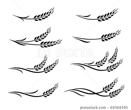 black wheat ears and oats icons set 69368395