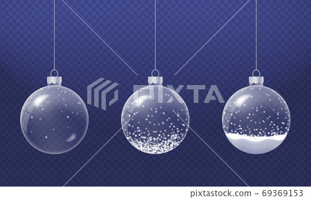 Glass christmas sphere in realistic style. Snow globes Glass christmas sphere in realistic style. Snow globes 69369153