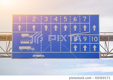 Sign of the car runway white symbol with blue Sign of the car runway white symbol with blue 69369171