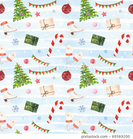 Watercolor seamless pattern with Christmas... - Stock Illustration ...