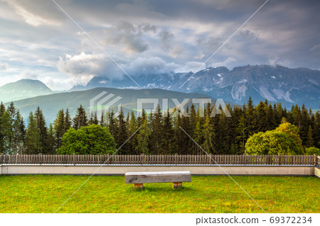 Dachstein mountain and summer valley views from 69372234