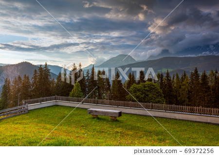 Dachstein mountain and summer valley views from Dachstein mountain and summer valley views from 69372256