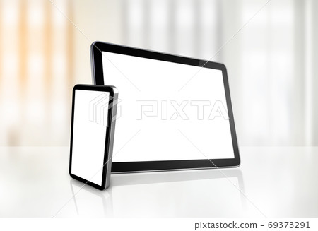 Mobile phone and digital tablet pc on office desk Mobile phone and digital tablet pc on office desk 69373291
