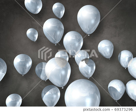 White air balloons on a concrete background 69373296