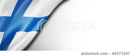 Finnish flag isolated on white banner Finnish flag isolated on white banner 69373297