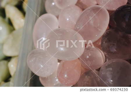 tumbled Rose Quartz gem stone as mineral rock tumbled Rose Quartz gem stone as mineral rock 69374230