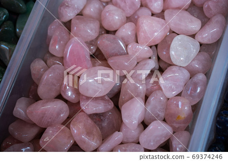 tumbled Rose Quartz gem stone as mineral rock 69374246